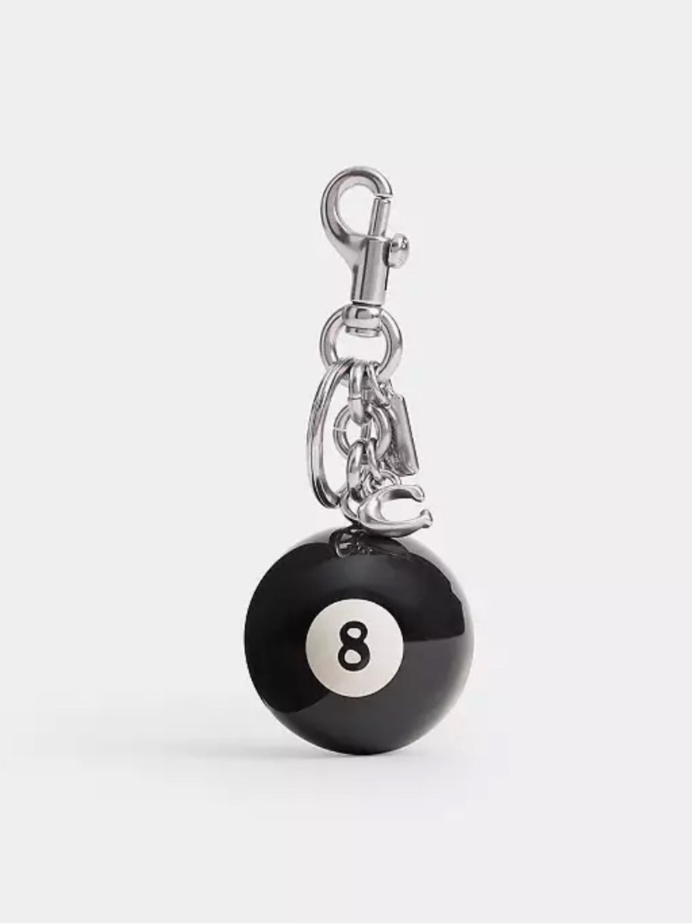 Eight Ball Keychain Charm - Black Silver Women’s Accessory coach